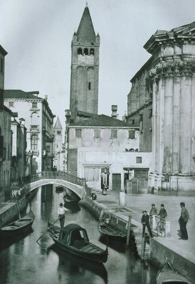 View of the Canale San Barnaba with the Belltower of San Barnaba Church by Italian Photographer